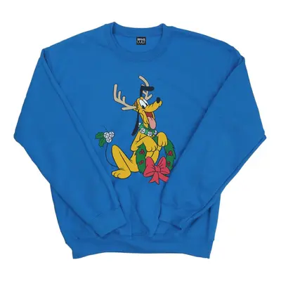 (3XL, Royal Blue) Disney Mens Pluto Christmas Reindeer Sweatshirt