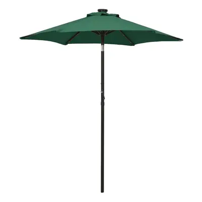 vidaXL Parasol with LED Lights Green 200x211 cm Aluminium Outdoor Umbrella