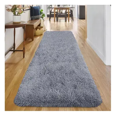 (80x300 cm- Extra Large Runner Carpet/Rug) Living Room Rugs Fluffy Shaggy Soft Grey Carpet UK