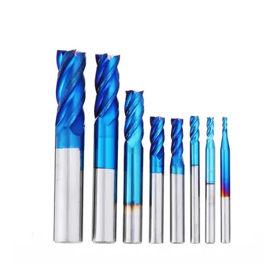 8Pcs Blue Naco 2-12mm Flutes Carbide End Mill Set HRC50 Tungsten Steel Milling Cutter Tool