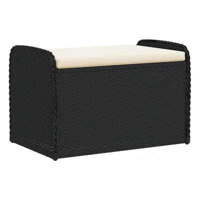 (black, x x cm) vidaXL Storage Bench with Cushion Outdoor Bench Patio Storage Box Poly Rattan