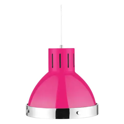 Premier Housewares Hot Pink and Chrome Bell Shaped Pendant Light