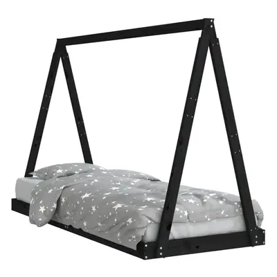 (black, x cm) vidaXL Kids Bed Frame Bedstead Wooden Bed Base Black 80x200 cm Solid Wood Pine