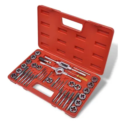 vidaXL Tap and Die Set pcs Metric Wrench Cuts Bolts Engineers Kit Tool Case