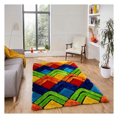 (Scales Rainbow, x cm) Noble House Diamonds Geometric 3D Rug Textured Hand Carved Soft Thick Pil