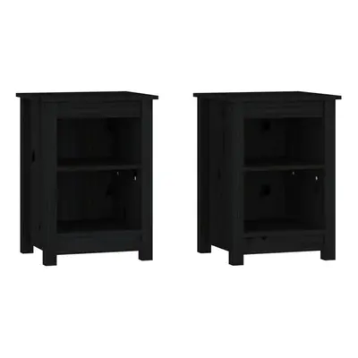 (Black, 2) vidaXL 1/2x Solid Wood Pine Bedside Cabinet Nightstand End Table Multi Colours