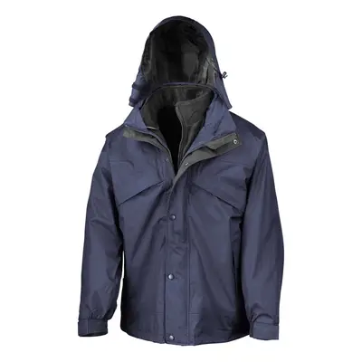 (XXL, Navy/Black) Result Mens Fleece Lined in Waterproof Jacket