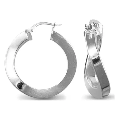 Jewelco London Sterling Silver formed Hoop Earrings - Ladies - AER018