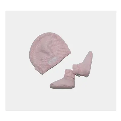 (6 Months, Pink ) Hugo Boss Baby Knit Boots Caps Set Months