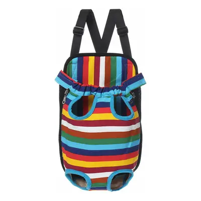 (Colorful, M) Pet Puppy Dog Cat Net Canvas Backpack Front Tote Carrier Travel Shoulder Bag