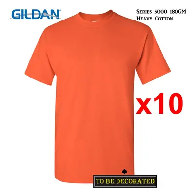 (S) Packs Gildan T-SHIRT Basic Tee - 5XL Small Big Men Heavy Cotton (Orange)