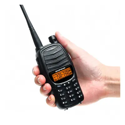 (Black, EU Plug) Walkie Talkie Triple 10W Dual PTT VHF UHF Dual Band Ham CB Radio Two Way Audio 