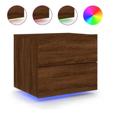 (brown oak, pcs) vidaXL Wall-mounted Bedside Cabinets with LED Lights Nightstand Wall Units