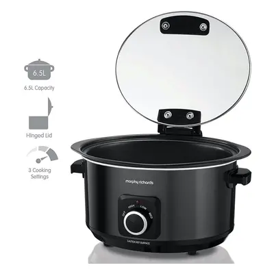 Morphy Richards Sear & Slow Cook 6.5L Slow Cooker with Hinged Lid, W, Black