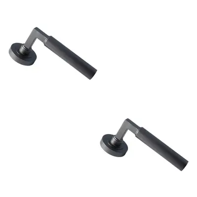 2x PAIR Straight Round Bar Handle on Round Rose Concealed Fix Matt Bronze