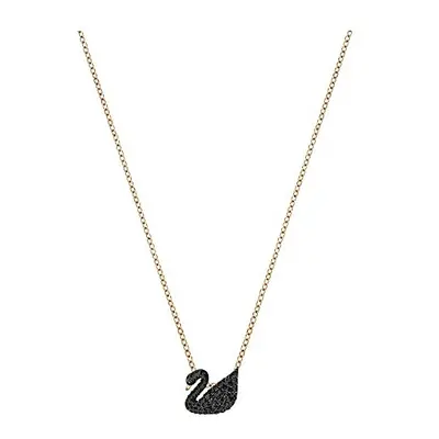 Swarovski Iconic Swan pendant, Swan, Small, Black, Rose gold-tone plated