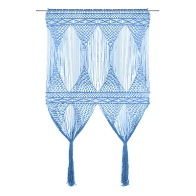 vidaXL Macrame Curtain Blue 140x240 cm Cotton Shade Drape Translucent Blind