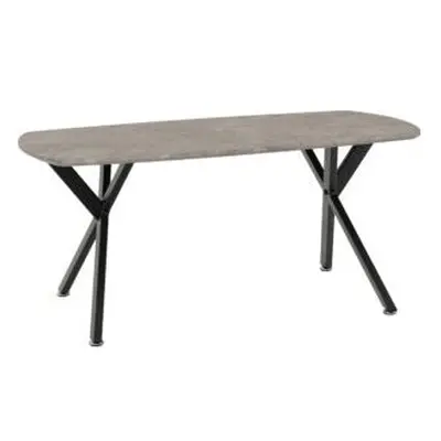 Athens Oval Coffee Table Top Concrete Effect With Black Metal Legs