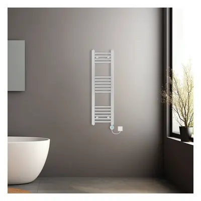 (Chrome, 1000x300mm) Prefilled Electric Heated Towel Rail Radiator Curved Thermo Smart WiFi