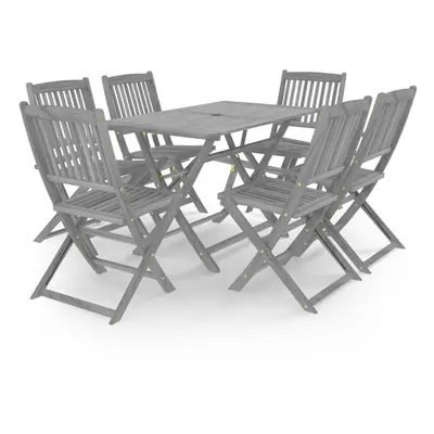 vidaXL Solid Acacia Wood Garden Dining Set Piece Grey Furniture Outdoot