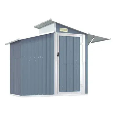 (grey) vidaXL Garden Shed 270x130x208.5 cm Galvanised Steel Bin Shed Multi Colours