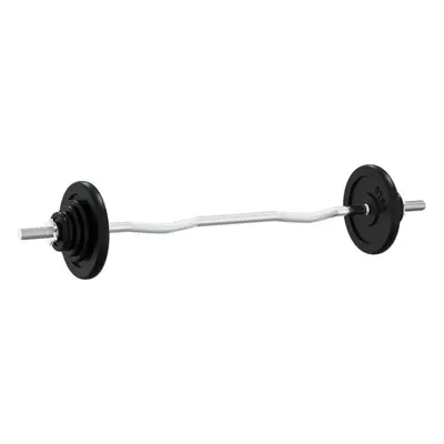 (90 kg, 2) vidaXL Barbell with Plates Set kg Cast Iron & Chrome Plated Steel Barbell