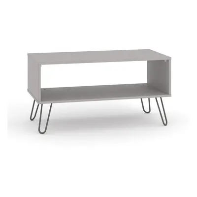 Grey Rectangle Coffee Occasional Living Room Table With Open Shelf Storage