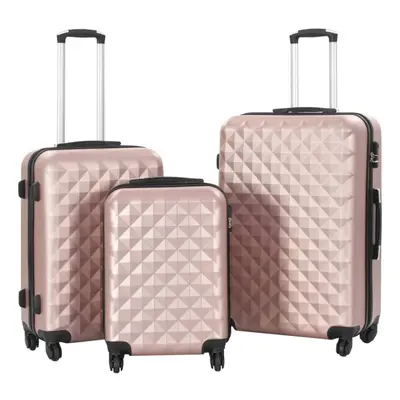 vidaXL Piece Hardcase Trolley Set Rose Gold ABS Travel Luggage Bag Suitcase