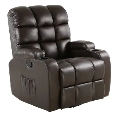 (Brown) REGAL LEATHER RECLINER CHAIR ROCKING MASSAGE SWIVEL HEATED GAMING