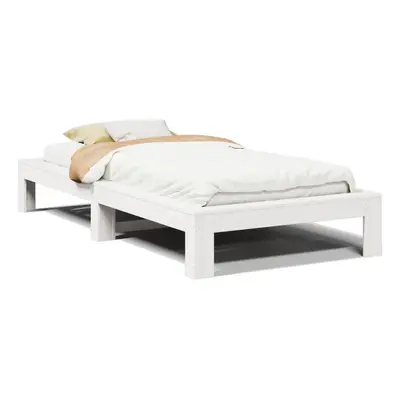 vidaXL Bed Frame without Mattress White 75x190 cm Small Single Solid Wood Pine