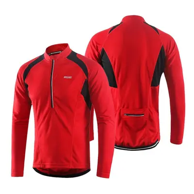 (Red, 2XL) Men's Long Sleeve Cycling Jersey Lightweight Breathable Quick Dry