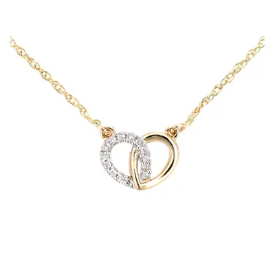 Jewelco London 9ct Yellow Gold Round 5pts Diamond Heart Infinity Charm Necklace inch 46cm - PP0A