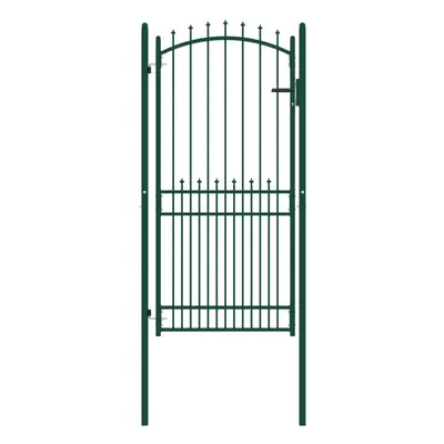 vidaXL Fence Gate with Spikes Steel 100x200 cm Green