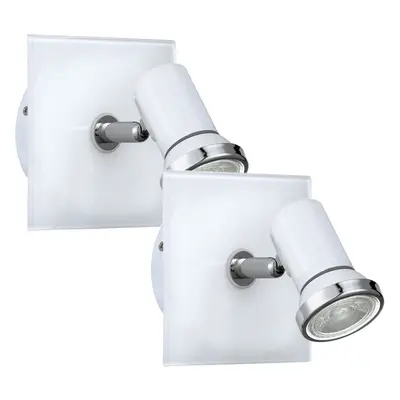 2 PACK Wall Light IP44 Bathroom Colour White Chrome Shade GU10 3.3W Included