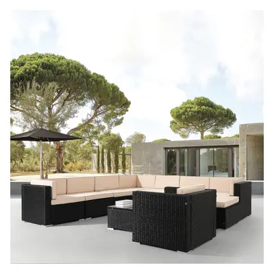 AREBOS Polyrattan garden furniture garden set lounge set seating group black Granada