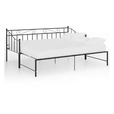 vidaXL Pull-out Sofa Bed Frame Black Metal for Day Sleeping Guest Sleepover