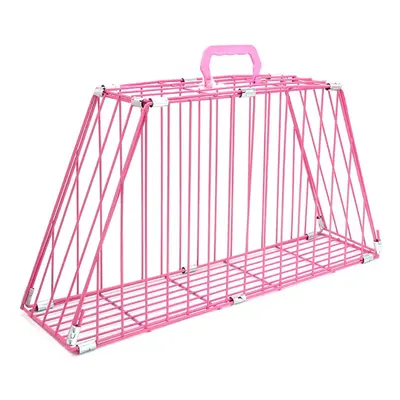 (Pink) Iron Double-door Pet Cat Dog Grooming Restraint Easy Bath Cage Anti-grab Protect Owner Ha