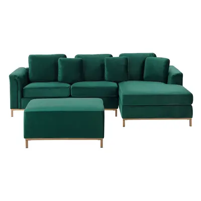 Left-Hand Corner Sofa with Ottoman OSLO Velvet Dark Green Left Hand