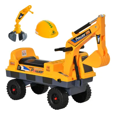 HOMCOM No Power Ride on Excavator Digger Music Light for Years Old Yellow