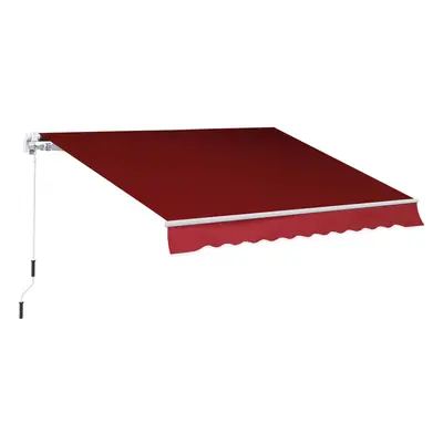 Outsunny 2.5m x 2m Garden Patio Manual Awning Canopy w/ Winding Handle Red