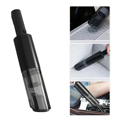 (Black wired) Portable Car Vacuum Cleaner 6000Pa Cordless Handheld Vacuum