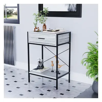 (Grey) Brooklyn Drawer Console Table Industrial Storage