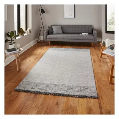 (120x170cm) Tweed Indoor Outdoor Rug in Silver Grey Durable Stain Resistant Mats