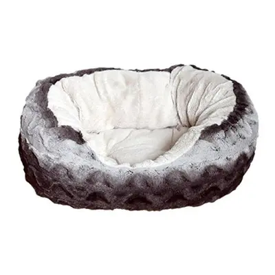 40 Winks Snuggle Bed Oval Plush Grey & Cream 25''