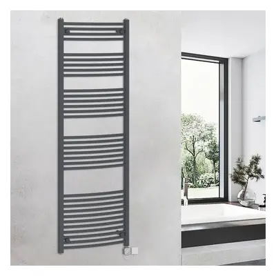 (1800x600mm, Grey) WarmeHaus Curved Thermostatic Electric Heated Towel Rail Warmer Radiator