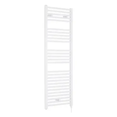 Electric Vertical Round Towel Rail with Rails - 1375mm x 480mm - Watt - Gloss White