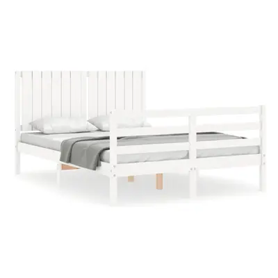 (white, x cm) vidaXL Bed Frame Bed Base with Headboard Honey Brown Small Double Solid Wood