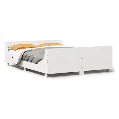 vidaXL Bed Frame with Headboard Home Bed Base White 120x200 cm Solid Wood Pine