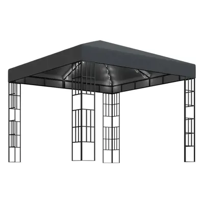 vidaXL Gazebo with LED String Lights 3x3 m Anthracite (47984+315536)