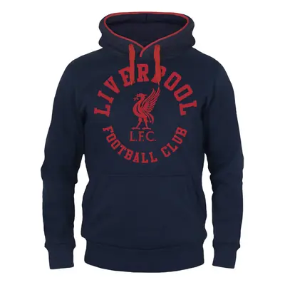 (Navy Blue, Medium) Liverpool FC Official Football Gift Mens Graphic Fleece Hoody